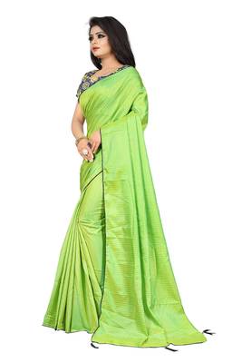 Orange printed silk saree with blouse 2