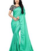 Sky blue printed silk saree with blouse