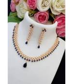 Simple & Cute Designer American Diamond Necklace with Matching Ear Rings