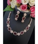 Mezmerising Flower Design American Diamond Necklace With Matching Ear Rings