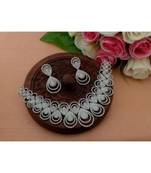 Gorgeous Rain Drop Design Amerian Diamond Necklace With Matching Ear Rings