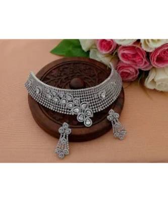 Grand Designer Cubic Zircon Stone Choker With Matching Ear Ring 1
