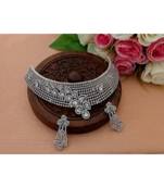 Grand Designer Cubic Zircon Stone Choker With Matching Ear Ring