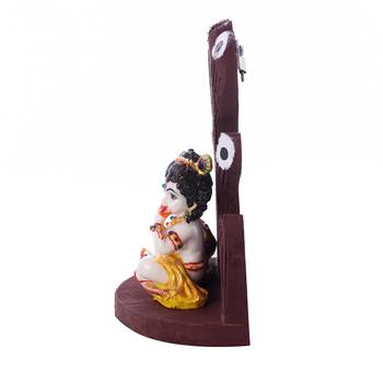 Polyresin Lord Krishna Under Wooden Tree Figurine 4