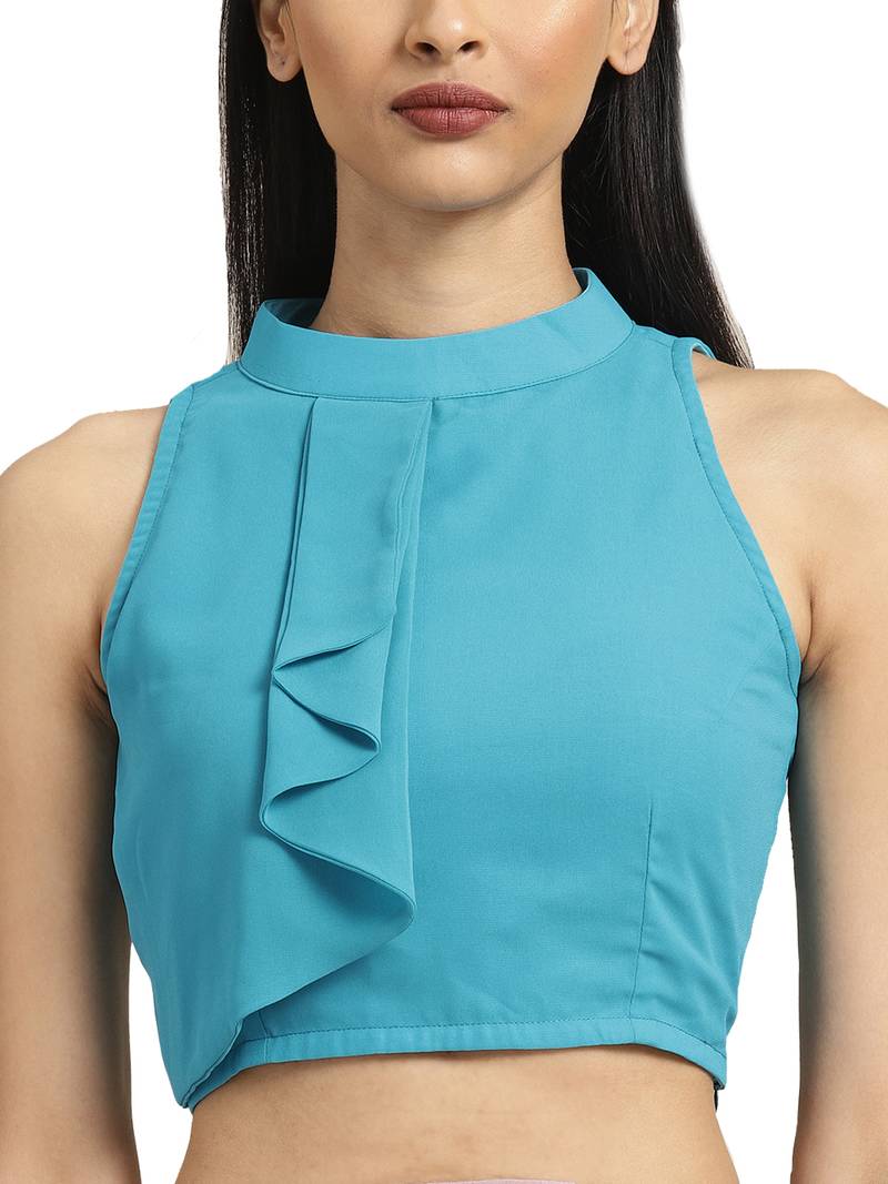 Blue & White Tye & Dye Saree With Blouse