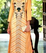 Yellow Rayon Block Print Embroidered  Partywear Kurti Palazzo