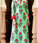 Blue Rayon Block Print Embroidered  Partywear Kurti Palazzo