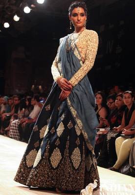 Black embroidered

 jacquard unstitched lehenga 1