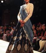 Black embroidered

 jacquard unstitched lehenga