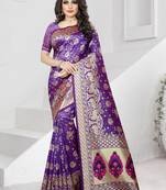 purple woven banarasi saree with blouse