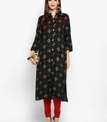 Black Color Printed Rayon Straight Kurti