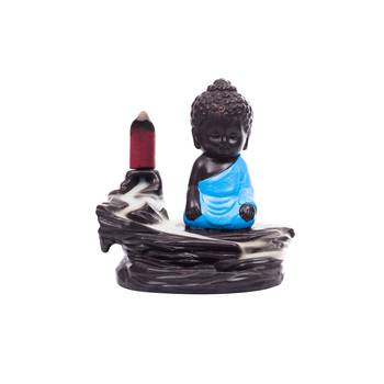 Meditating Monk Buddha Smoke Fountain with 10 Backflow Cone Decorative Incense Holder 2