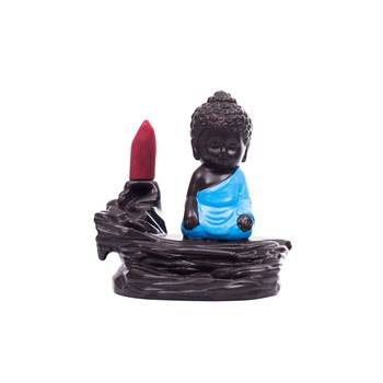 Meditating Monk Buddha Smoke Fountain with 10 Backflow Cone Decorative Incense Holder 4