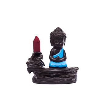Meditating Monk Buddha Smoke Fountain with 10 Backflow Cone Decorative Incense Holder 4