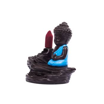 Meditating Monk Buddha Smoke Fountain with 10 Backflow Cone Decorative Incense Holder 5