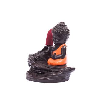 Meditating Monk Buddha Smoke Fountain with 10 Backflow Cone Decorative Incense Holder 5