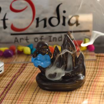 Multicolor Ceramic Plain Buddha Backflow Incense Holder Statue 1