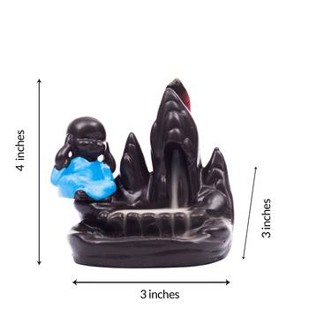 Multicolor Ceramic Plain Buddha Backflow Incense Holder Statue 3