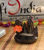 Meditating Monk Buddha Smoke Fountain with 10 Backflow Cone Decorative Incense Holder