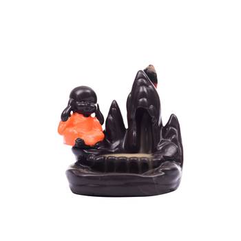 Meditating Monk Buddha Smoke Fountain with 10 Backflow Cone Decorative Incense Holder 2