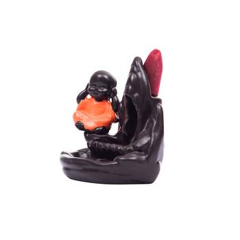 Meditating Monk Buddha Smoke Fountain with 10 Backflow Cone Decorative Incense Holder 5