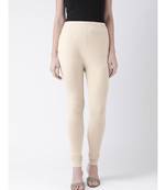 Beige Solid Cotton Lycra Legging