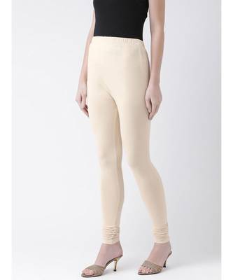 Beige Solid Cotton Lycra Legging 2