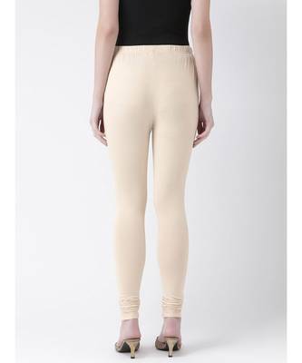 Beige Solid Cotton Lycra Legging 3