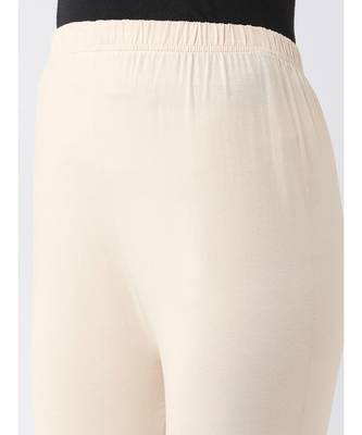 Beige Solid Cotton Lycra Legging 4