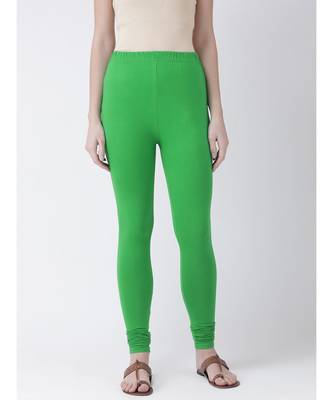 Dark Green Solid Cotton Lycra Legging 1