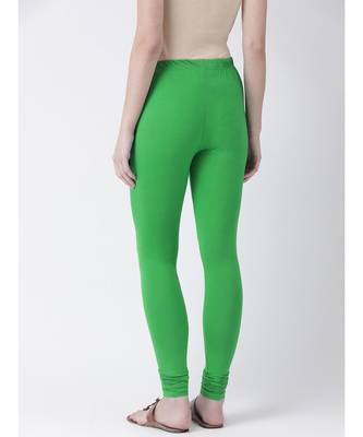 Dark Green Solid Cotton Lycra Legging 3
