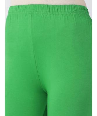 Dark Green Solid Cotton Lycra Legging 4