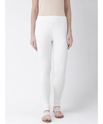 Off White Solid Cotton Lycra Legging 1