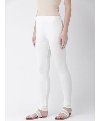 Off White Solid Cotton Lycra Legging 2