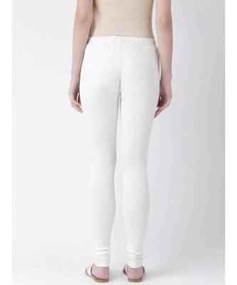 Off White Solid Cotton Lycra Legging 3