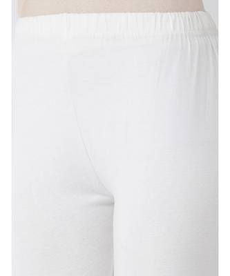 Off White Solid Cotton Lycra Legging 4