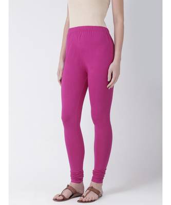 Magenta Solid Cotton Lycra Legging 2