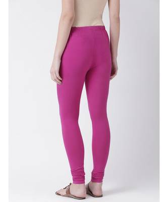 Magenta Solid Cotton Lycra Legging 3