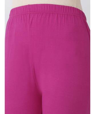 Magenta Solid Cotton Lycra Legging 4