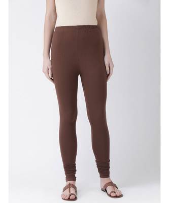 Brown Solid Cotton Lycra Legging 1