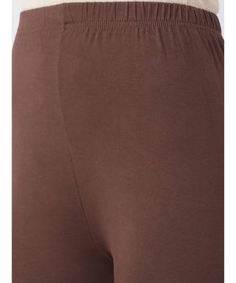 Brown Solid Cotton Lycra Legging 4