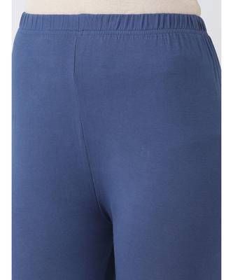 Navy Blue Solid Cotton Lycra Legging 4