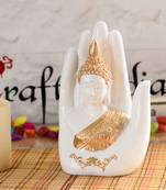 Decorative Palm Buddha Figurine Showpiece - 17 cm        (Polyresin, White)
