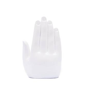 Decorative Palm Buddha Figurine Showpiece - 17 cm        (Polyresin, White) 5