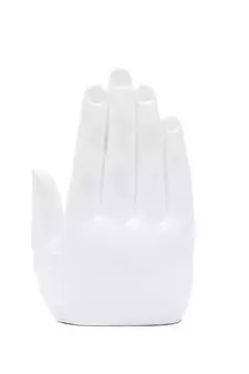 Decorative Palm Buddha Figurine Showpiece - 17 cm        (Polyresin, White)