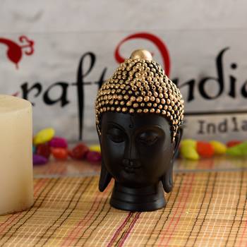 Buddha Head(13 Cm X 8 Cm, Golden) 1