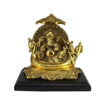 Golden Lord Ganesha sitting on Swan Throne 2