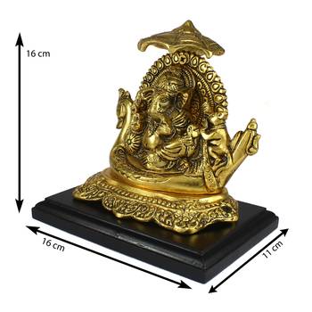 Golden Lord Ganesha sitting on Swan Throne 3