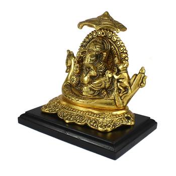 Golden Lord Ganesha sitting on Swan Throne 5
