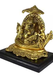 Golden Lord Ganesha sitting on Swan Throne
